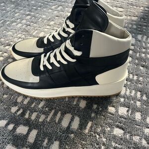 Fear of God Black and Cream High-Top Sneakers